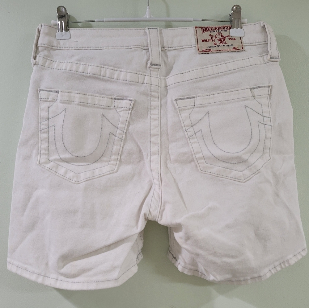 TRUE RELIGION Stretch Denim Shorts Contrast Stitching. 28 Excellent - Picture 3 of 14